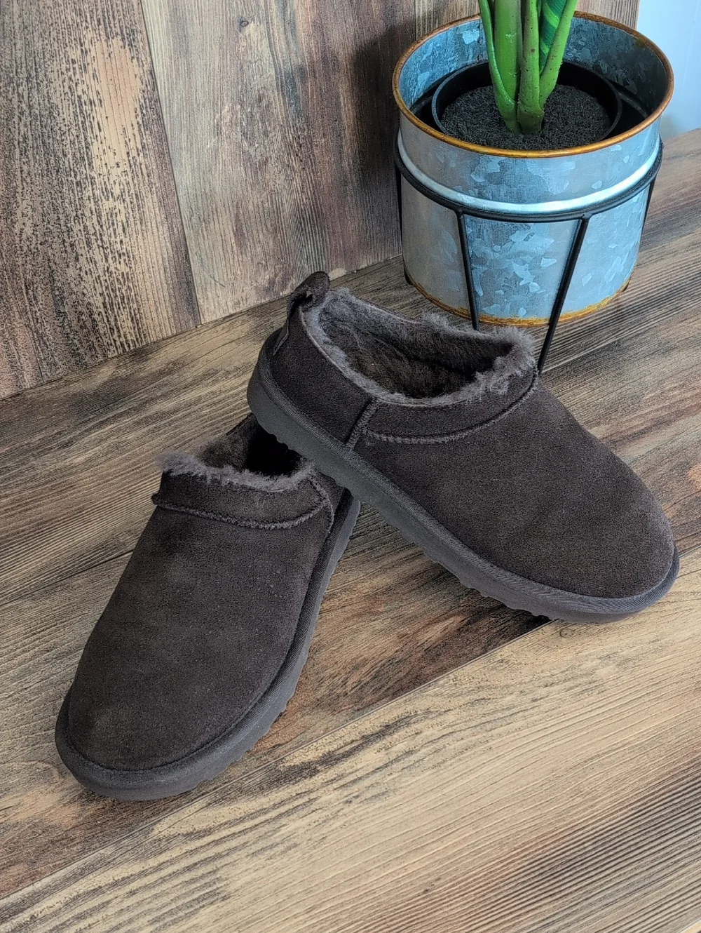 UGG 1173891 Brown Classic Micro Slip On Ankle Booties Boots                540A